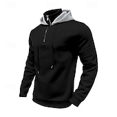 billige grunnleggende hettegensere for menn-Herre Hattetrøje Hettegenser med glidelås Aprikos Svart Hvit Vin Rød Med hette عادي Sport &amp; Utendørs Daglig Ferie Polyester Gatemote Grunnleggende Fritid Vinter Høst Klær Gensere Gensere Langermet