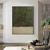 cheap Wabi Sabi-Handmade Oil Painting Canvas Wall Art Decoration Wabi-Sabi Style Retro Green Texture Abstract for Home Decor Stretched Frame Hanging Painting/Rolled Frameless Unstretched Painting