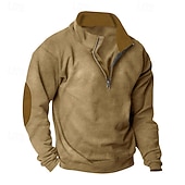 cheap Basic Sweatshirts-Men's Sweatshirt Quarter Zip Sweatshirt Black Wine Camel Light Grey Dark Gray Half Zip Color Block Sports &amp; Outdoor Daily Holiday Polyester Streetwear Basic Casual Spring Autumn / Fall Clothing