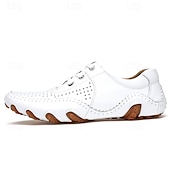 economico sandali da esterno-Scarpe da passeggio traspiranti da uomo bianche con ritagli – mocassini estivi casual con suola morbida per la guida, le vacanze al mare, l&#039;esplorazione della città e il comfort per tutto il giorno nelle giornate calde