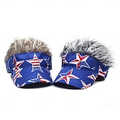 voordelige Heren honkbalpet-Voor heren Vizierhoed met puntige pruiken Nep haar vizier Pruik Heren Zonnehoed Baseballpet pruik hoed Koffie Grijs Mix van polyester / katoen Afdrukken Modieus Casual Dagelijks Independence Day