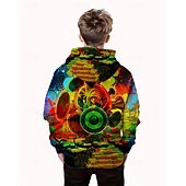 billiga Pojkens 3D Vision &amp; Geometri-Pojkar 3D Grafisk Huvtröja Långärmad Vår Höst Mode Streetwear Barn 4-12 år Huva Utomhus Ledigt Dagligen Normal