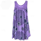 preiswerte Ausgefallene Kleider-Damen Langes Kleid Maxikleid Freizeitkleid Schwingkleid Sommerkleid Unterkleid Mode Modern Täglich Strand Wochenende Normale Passform Grafik Ärmellos Rundhalsausschnitt Schwarz Weiß Gelb Wein Sommer
