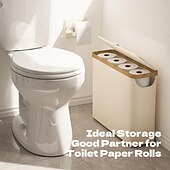 cheap Laundry Bags &amp; Hampers-Toilet Paper Storage Basket with Lid, Bamboo Toilet Paper Storage Holder Stand Organizer for Bathroom, Toilet Paper Storage Box Container with Handle, Toilet Tissue Storage Bin for RV Closet