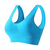 رخيصةأون حمالات صدر رياضية وصدريات-نسائي حمالة صدر اليوغا حمالة صدر بيلاتيس ستيان الرياضة حمالة الصدر ارفع غير ملحومة مضاد للاهتزاز لاسلكي لون خالص / عادي رياضة ألبسة رياضية أزرق فاتح بنفسجي غامق الصالة الرياضية زومبا ركض