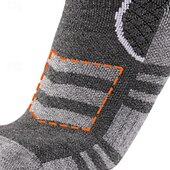 cheap Sports Socks-1 Pair Men&#039;s Women&#039;s merino wool socks Hiking Socks Sports Socks Thermal Warm Breathable Anti Blister Thick Outdoor Over The Calf Patchwork Merino Wool Dark Grey Black Pink for Ski / Snowboard