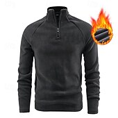 economico felpe in pile-Per uomo Felpa con cappuccio e zip Felpa con cappuccio Felpa con zip Felpa con cappuccio in pile Nero Rosso Grigio Colletto Mao Semplice Con zip Zip a un quarto Sport &amp; Outdoor Casuale Quotidiano