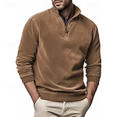 levne Základní mikiny_-Pánské Mikina Čtvrtletní mikina na zip Černá Námořnická modř Oranžová Trávová zelená Kávová Poloviční zip Bez vzoru Sporty a outdoor Denní Dovolená Polyester Šik ven Základní Na běžné nošení Jaro