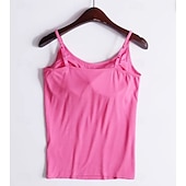 billige Enkel tank topp-Dame Camisole Tank Top Helfarge Daglig Fritid Ermeløs Med stropper Vanlige topper Daglig Svart Hvit Rosa Lilla Fuksia Sommer