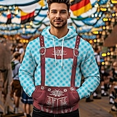 tanie Odzież graficzna-Bluza z Kapturem Nadruk Codzienny bawarski Biskup Przednia kieszeń Graficzny na Męskie Dla dorosłych Druk 3D  Do Karnawał Piwo Oktoberfest Urlop Impreza