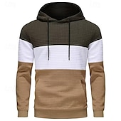 abordables sudaderas basicas hombre-Hombre Sudadera Blanco Amarillo Vino Verde Ejército Caqui Con Capucha Bloque de color Bolsillo Con Texturas Deporte Diario Festivos Poliéster Ropa de calle Básico Casual Primavera Otoño Ropa