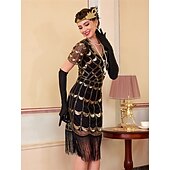 levne Šaty-Retro Řvoucí 20s 20. léta 20. století Bubenové šaty Šaty Úbory Velký Gatsby Svatební host Flitry Třásně Maškarní kostým Dámské Vánoce předvečer Všech svatých Karneval Párty a večer Svatební hostina