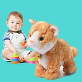 voordelige Knuffels &amp; Pluchen dieren-Interactief elektronisch knuffeldier - upgrade met led-licht, ogen, geanimeerde geluidsbesturing, elektronische huisdierenrobot, kat, kitten, speelgoed, cadeaus voor jongens &amp;meisjes kinderverjaardag