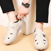 economico Sandali casual-Sneakers da uomo con cinturino in velcro color cuoio, tomaia traspirante e suola flessibile: scarpe comode ed eleganti per abbigliamento casual e attività all&#039;aperto