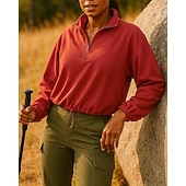 abordables Chaquetas impermeables-Mujer Sudadera tipo jersey Chaqueta para senderismo Chaqueta deportiva Al aire libre Elástico Trajes de senderismo Ropa de senderismo Otoño Sudadera Algodón Tenis Golf Corriendo Color sólido Violeta