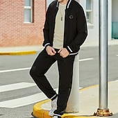 billiga Träningsdräkter-Herr Träningsoverall Joggingbyxor Tröja med dragkedja Ficka med blixtlås Träningsdräkter Höst Svart Grön Gym Träna Sport Vindtät Långärmad Sport Sportkläder Microelastisk Normal