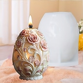 billige Ned til $30-harpiksstøpeformer egglys silikonform rose preget egglysform påskeegg gipsharpiksform roseegg påskegave