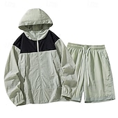 abordables Chándales-Hombre Tracksuit Conjunto deportivo 2 Piezas Deportivo Manga Larga Protección Solar Transpirable Secado rápido Ropa de deporte Ropa de Deporte Bloque de color Rosa Azul Morado