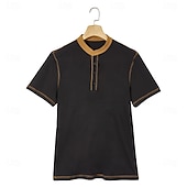 economico Maglietta casual Henley-Per uomo Maglia Henley Maglietta Maniche Corte Patchwork Tinta unita Moda Designer Essenziale Linee decorative abbinate ai colori Henley Vacanza Streetwear Casuale Estate Tutte le stagioni Nero Blu