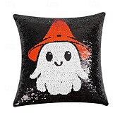 abordables Taies d&#039;Oreiller-1 pcs Polyester Housse de coussin, Halloween Carré Traditionnel Classique