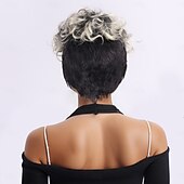 baratos Perucas Sintéticas sem Touca-Perucas sintéticas Encaracolado Afro Prumo Com Franjas Fabrico à Máquina Peruca 10 polegadas A1 Cabelo Sintético Mulheres Clássico Confortável Cores Gradiente Multi Cores