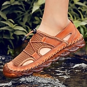 billige Utendørs sandaler-Brune utendørssandaler for menn – fasjonable lette sandaler med justerbare stropper for sommerens fotturer, strandturer og uformell friluftsliv