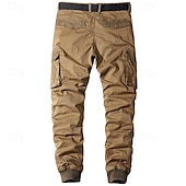 abordables Pantalons Cargo-Homme Pantalons Cargo Pantalons Boutons Taille Élastique Multi-poches Uni Portable Extérieur Quotidien Camping &amp; Randonnée Mode Classique Noir Vert Véronèse