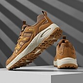 abordables Baskets-Homme Chaussures Décontractées Chaussures de randonnée Marche Occasionnel Cuir PU Maille Confortable Antidérapant Respirant À lacets Noir Jaune Vert Été Printemps