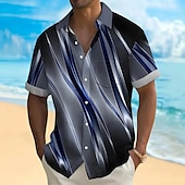 billiga Geometriska mönster-Herr Geometrisk Marmor Abstrakt konst Skjorta Sommarskjorta Knapp upp skjorta Kortärmad Mode Casual Utomhus Semester Vardag Sommar Vår Nedvikt 3D-utskrift krage skjortor Främre en ficka Rubinrött