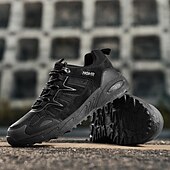 abordables Baskets-Homme Chaussures Décontractées Chaussures de randonnée Marche Occasionnel Cuir PU Maille Confortable Antidérapant Respirant À lacets Noir Jaune Vert Été Printemps