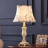 cheap Bedside Lamp-Bedside Lamps Table Lamp Traditional for Living Room 21.26&#039;&#039; Retro Bedroom Lamp Resin with Gray Green Lampshade for Bedside Table Nightlamps