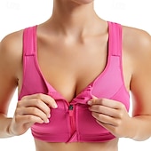 baratos Sutiãs esportivos &amp; coletes-Mulheres Sutiã de ioga Sutiã Esportivo Sutiã Pilates Good Top Flexão Sem costura Antivibração Sem Fio Zíper Cor Sólida / Simples Esporte Roupas Esportivas Preto Branco Academia Zumba Corrida