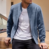 abordables Vestes en Suède Synthétique-Homme Veste Légère Veste Décontractée Vacances Quotidien Résistant à l&#039;usure Avec Poches Été Printemps Uni Mode Classique Col montant Régulier Noir Bleu Chameau Vert Véronèse Bleu de minuit Veste