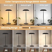 economico Lampade da tavolo-Lampada da tavolo ricaricabile in metallo di alluminio con tre colori dimmerabili e luce soffusa per la protezione degli occhi, campeggio all&#039;interno e all&#039;esterno, lettura, illuminazione da comodino, ricarica di tipo C.
