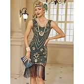 olcso Ruhák-Retró Ordító 20-as évek 1920-as évek Flapper ruha Ruhák Felszerelések A nagy Gatsby Esküvői Vendég Flitter Rojt Női Karácsony Mindszentek napja Farsang Buli és este Esküvői fogadás Lánybúcsú Felnőttek