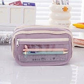 cheap Pencil Cases &amp; Holders-Large Capacity Storage Bag with 9-layer Pencil Case Transparent Compartment and Magnetic Button Flap for Easy Retrieval