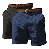 economico Classico-Per uomo Shorts Shorts di Lino Shorts eleganti Pantaloncini Estivi Shorts da Spiaggia Tasca Elastico in vita Gamba Dritta Semplice Comodità Traspirante Lunghezza al ginocchio Affari Casuale Quotidiano