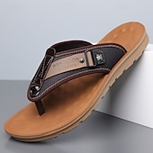 billige Ferietøfler-herre flip-flops i kunstskinn og netting, pustende slip-on-design med polstret såle, ideell for sommerstrand ved bassengkanten og avslappede helger