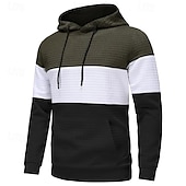 abordables sudaderas basicas hombre-Hombre Sudadera Blanco Amarillo Vino Verde Ejército Caqui Con Capucha Bloque de color Bolsillo Con Texturas Deporte Diario Festivos Poliéster Ropa de calle Básico Casual Primavera Otoño Ropa