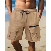 economico Vacanza-Per uomo Pantaloncini cargo Shorts Pantaloncini Estivi Coulisse Elastico in vita Multi-tasche Semplice Comodità Indossabile Lunghezza al ginocchio All&#039;aperto Sport Quotidiano Moda Casual Nero Marrone