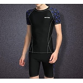 halpa Ihottumavartiot-Miesten Rashguard-uimapuku UPF50+ Nopea kuivuminen Lyhythihainen Uima-asut Uimapuku 2-osainen Uinti Lainelautailu Tilkkutäkki Kesä