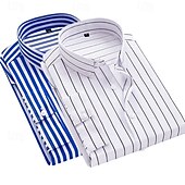 economico Camicie eleganti da uomo-Per uomo Camicia elegante Camicia button-down Camicia a righe Camicia con Colletto A righe Formale Matrimonio Bianco + rosso Bianco + azzurro Blu navy + nero Blu navy + rosso Manica Lunga Tutte le