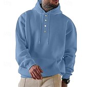 economico felpe con cappuccio da uomo di base-Per uomo Felpa con cappuccio Felpa con cappuccio abbottonata Aalbicocca Rosso bordeaux Nero Verde chiaro Verde militare Con Cappuccio Semplice Tasca Frontale Sport &amp; Outdoor Casuale Quotidiano