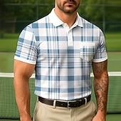 billige Color Block Polo for menn-Herre Fargeblokk Polo Kortermet Aftæpning Forretning Fritid Sport &amp; Utendørs treningsklær Fritid / hverdag Lomme Knapper Sommer Rødstrupe-egg Blå Grønn