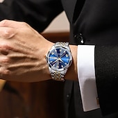 economico Orologi meccanici-Orologi da uomo di lusso, alla moda, originali, al quarzo, da polso, impermeabili, luminosi, con data e settimana.