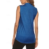 economico Camicia Donna-Per donna Tinta unita Maglietta sportiva Polo da golf Maglia da tennis Senza Maniche Cerniera Alta elasticità Traspirante Tennis Golf Pickleball Collo ripiegato Collo con zip Maglietta Top Azzurro
