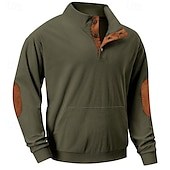 abordables Sudaderas Básicas_-Hombre Sudadera Albaricoque Negro Verde Ejército Marrón Gris Claro Cuello Mao Bloque de color Retazos Bolsillo Con Texturas Deporte Diario Festivos Poliéster Pana Ropa de calle Básico Casual