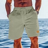 economico Vacanza-Per uomo Shorts Shorts di Lino Pantaloncini Estivi Shorts da Spiaggia Coulisse Elastico in vita Gamba Dritta Semplice Comodità Traspirante Lunghezza al ginocchio All&#039;aperto Quotidiano Ferie Vacanza