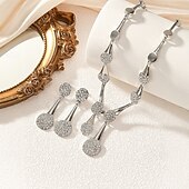 ieftine Seturi de Bijuterii-Seturi de bijuterii 2 Zirconiu Ștras 1 Colier Cercei Pentru femei Elegant Epocă Modă Draguț Extravagant Frunze Binecuvântat Neregulat Set de bijuterii Pentru Nuntă Petrecere Zi de Naștere