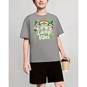 billiga Pojkens 3D Vision &amp; Geometri-Pojkar 3D Grafisk Dödskalle T-shirt Kortärmad Sommar Vår Mode Grundläggande Barn 4-12 år Rund hals Utomhus Ledigt Dagligen Normal